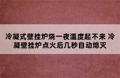 冷凝式壁挂炉烧一夜温度起不来 冷凝壁挂炉点火后几秒自动熄灭